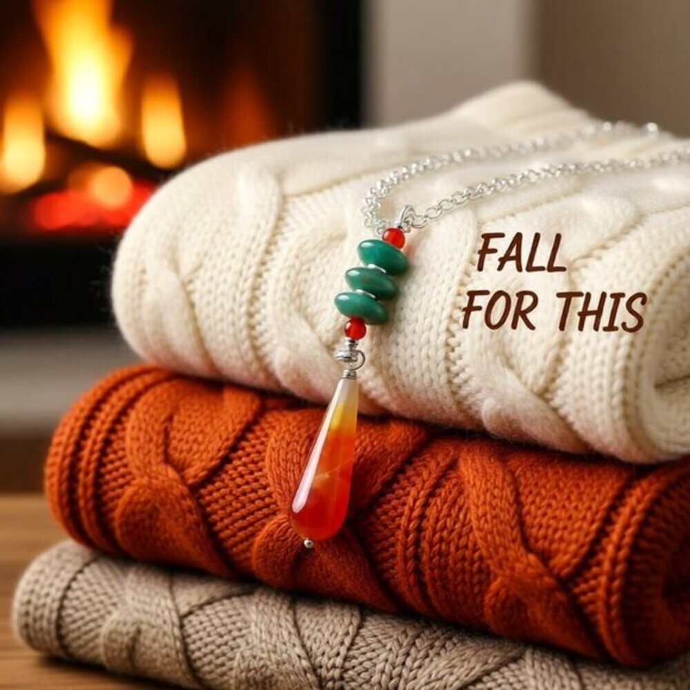 Tropical Spring + Summer Colors! Vibrant Orange + Green Agate Pendant Necklace - Picture 13 of 14